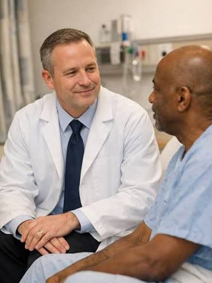 Doctors and Specialists: doctor talking with a patient in a clinic